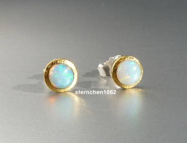 Ohrstecker * 925 Silber * 24 ct Gold * Opal