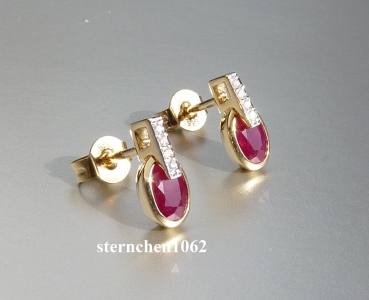 Preview: Ohrringe * Ohrstecker * 585 Gold * Rubin * Brillant