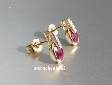 Preview: Ohrringe * Ohrstecker * 585 Gold * Rubin * Brillant