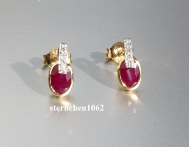 Earrings * ear studs * Ruby * Diamonds * 585 Gold