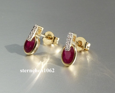 Preview: Ohrringe * Ohrstecker * 585 Gold * Rubin * Brillant
