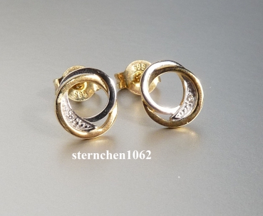 Earrings * ear studs * 585 gold * brilliant * bicolor