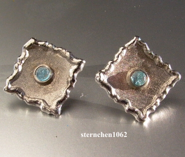 Preview: Einzelstück * Ohrstecker * 925 Silber * Aquamarin *