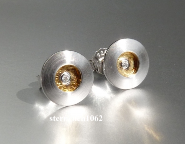 Earring * 925 Silver * rhodium plated * bicolor * Zirconia