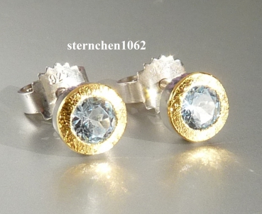 Earring * 925 Silver * 24 ct Gold * Aquamarine