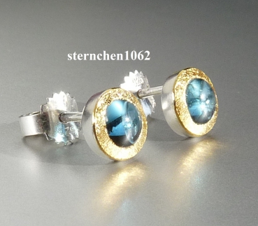 Preview: Ohrringe * Ohrstecker * 925 Silber * 24 ct Gold * Turmalin