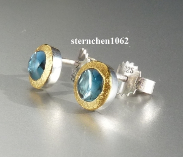 Preview: Ohrringe * Ohrstecker * 925 Silber * 24 ct Gold * Turmalin