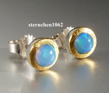 Preview: Ohrstecker * 925 Silber * 24 ct Gold * Opal