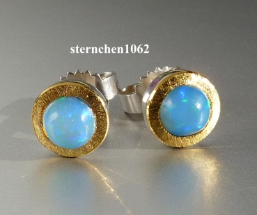 Preview: Ohrstecker * 925 Silber * 24 ct Gold * Opal
