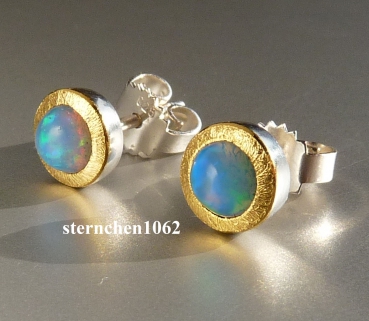 Earring * 925 Silver * 24 ct Gold * Opal