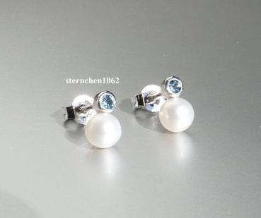 Viventy Ohrringe * Ohrstecker * 925 Silber * Perle * Blautopas * 787774