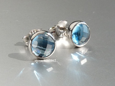 Preview: Ohrringe * Ohrstecker * 925 Silber * rhodiniert * Blauer Topas Blautopas