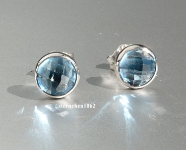 Ohrringe * Ohrstecker * 925 Silber * rhodiniert * Blauer Topas Blautopas