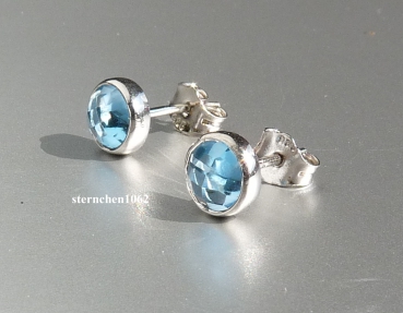 Preview: Ohrringe * Ohrstecker * 925 Silber * rhodiniert * Blauer Topas Blautopas