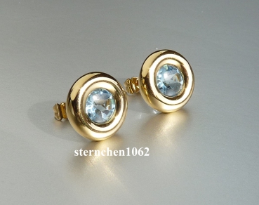 Preview: Ohrringe * Ohrstecker * 750 Gold * Blauer Topas