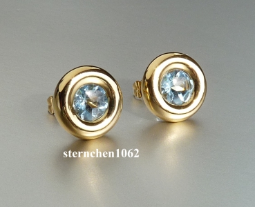 Earrings * ear studs * 750 gold * blue topaz