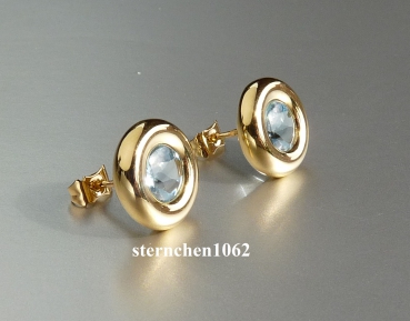 Preview: Ohrringe * Ohrstecker * 750 Gold * Blauer Topas