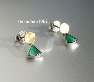 Ohrringe * Ohrstecker * 925 Silber * vergoldet * Malachit