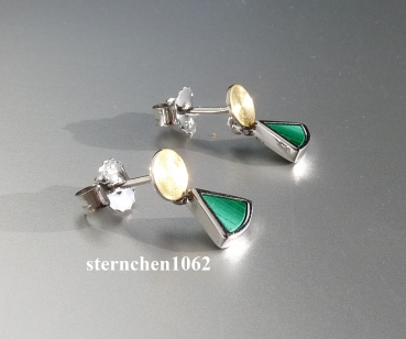 Preview: Ohrringe * Ohrstecker * 925 Silber * vergoldet * Malachit
