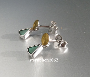 Preview: Ohrringe * Ohrstecker * 925 Silber * vergoldet * Malachit
