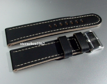 Barington * Lederband für Uhren * Uhrenarmband * Olymp * schwarz / beige * 20 mm