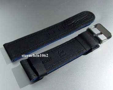 Barington * Lederband für Uhren * Uhrenarmband * Olymp * schwarz / blau * 24 mm