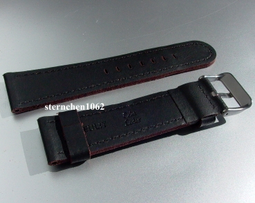Eulit * Leather watch strap * Olymp * black / dark brown * 22 mm