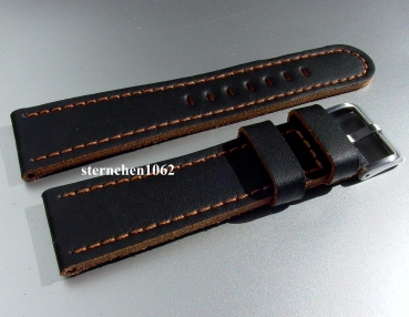 Eulit * Leather watch strap * Olymp * black / golden brown * 20 mm