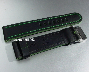 Barington * Lederband für Uhren * Uhrenarmband * Olymp * schwarz / grün * 24 mm