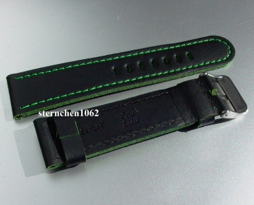 Preview: Barington * Lederband für Uhren * Uhrenarmband * Olymp * schwarz / grün * 24 mm