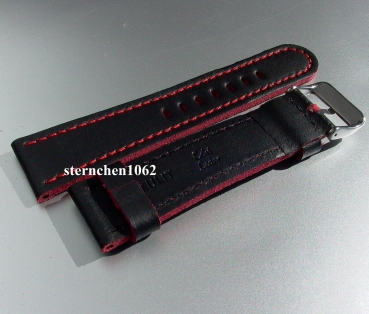 Barington * Lederband für Uhren * Uhrenarmband * Olymp * schwarz / rot * 22 mm