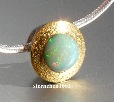 Necklace with Opal pendeant * 925 Silver * 24 ct Gold