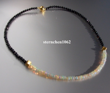 Gemstone Necklaces * Spinel * Opal * 925 Silvere gilded * 42 cm