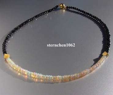Preview: Gemstone Necklaces * Spinel * Opal * 925 Silvere gilded * 42 cm