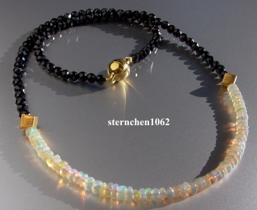 Gemstone Necklaces * Spinel * Opal * 925 Silvere gilded * 42 cm