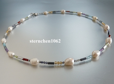 Gemstone Necklaces * Hematite * Garnet * Freshwater pearls * 925 Silvere *