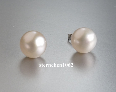 Ear studs * freshwater pearls white 10-11 mm * 925 silver * platinum plated