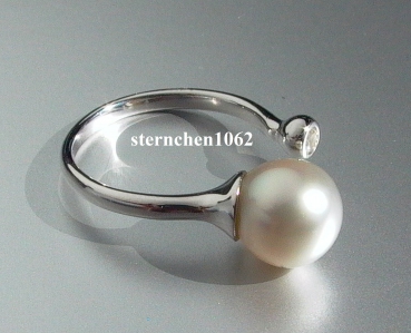 Ring * 925 Silver * Tahitian pearl * Zirconia