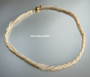 Preview: Zeitlos * Süsswasser - Perlenkette * 585 Gold * 925 Silber * Magnetverschluss