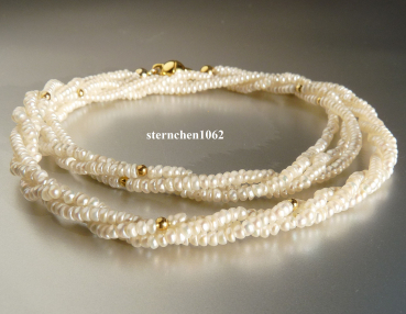 Preview: Zeitlos * Süsswasser - Perlenkette * 585 Gold * 925 Silber * Magnetverschluss