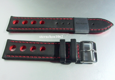 Barington * Lederband für Uhren * Uhrenarmband * Racing * schwarz/rot * 18 mm