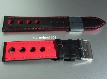 Preview: Barington * Leather watch strap * Racing * black/red * 18 mm