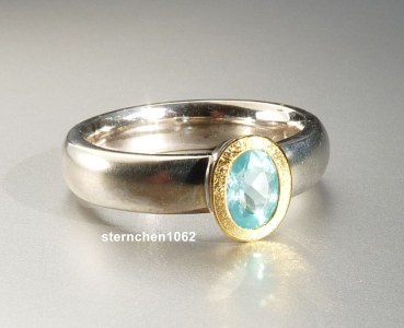 Einzelstück * Ring * 925 Silber * 24 ct Gold * Apatit