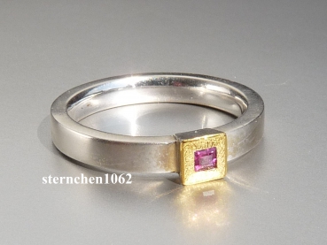 Einzelstück * Ring * 925 Silber * 24 ct Gold * Rubin