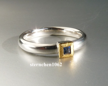 Einzelstück * Ring * 925 Silber * 24 ct Gold * Saphir Carrèe