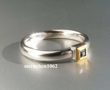 Preview: Einzelstück * Ring * 925 Silber * 24 ct Gold * Saphir Carrèe