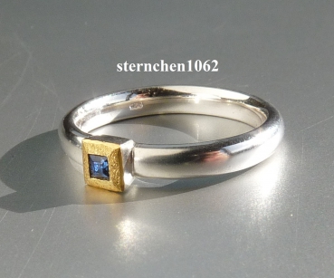 Preview: Einzelstück * Ring * 925 Silber * 24 ct Gold * Saphir Carrèe