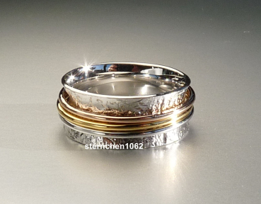 Ring * 925 Silver * gold-plated * Triocolor