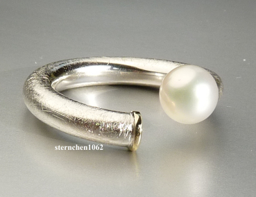 Handarbeit * Ring * 925 Silber * 585 Gold * Perle