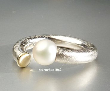 Preview: Handarbeit * Ring * 925 Silber * 585 Gold * Perle